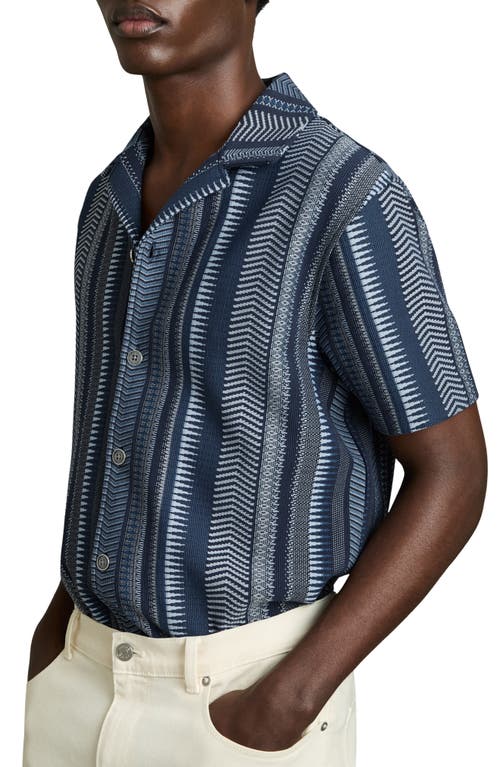 Reiss Mens Archer Short-sleeved Stretch-woven Shirt Navy In Navy