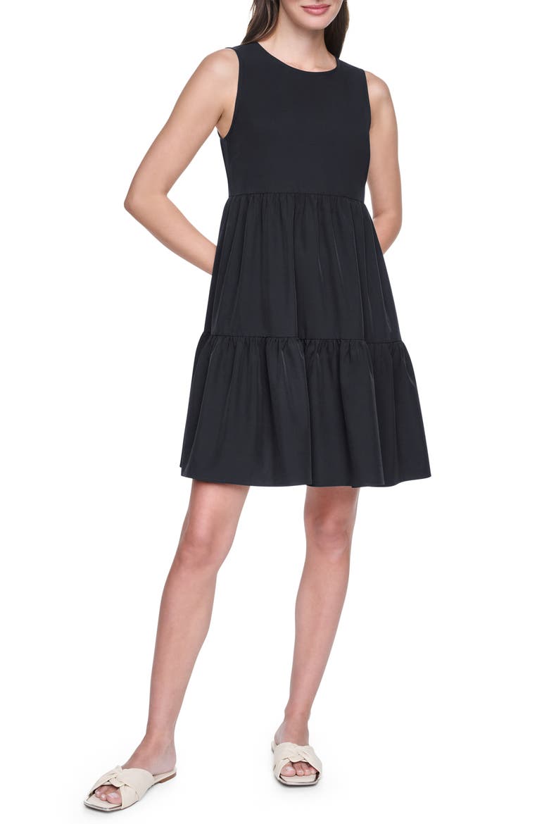 Commuter Sleeveless Swing Minidress, Main, color, BLACK