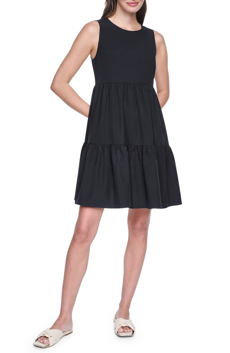 DKNY Commuter Sleeveless Swing Minidress, Main, color, Black