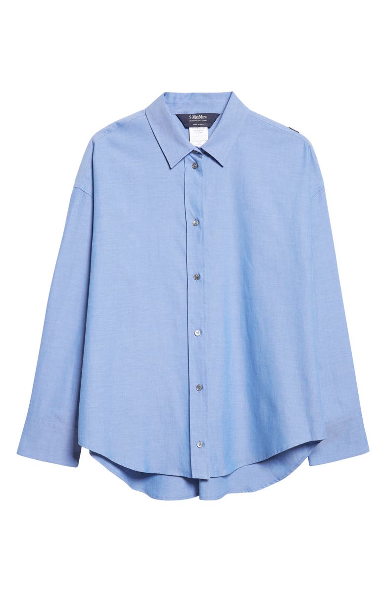 Max Mara Adele Cotton Button-Up Shirt, Alternate, color, Cornflower Blue