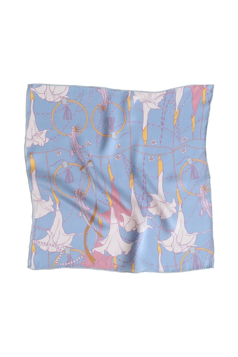 "Datura" Silk Pocket Square, Alternate, color, Slate Blue