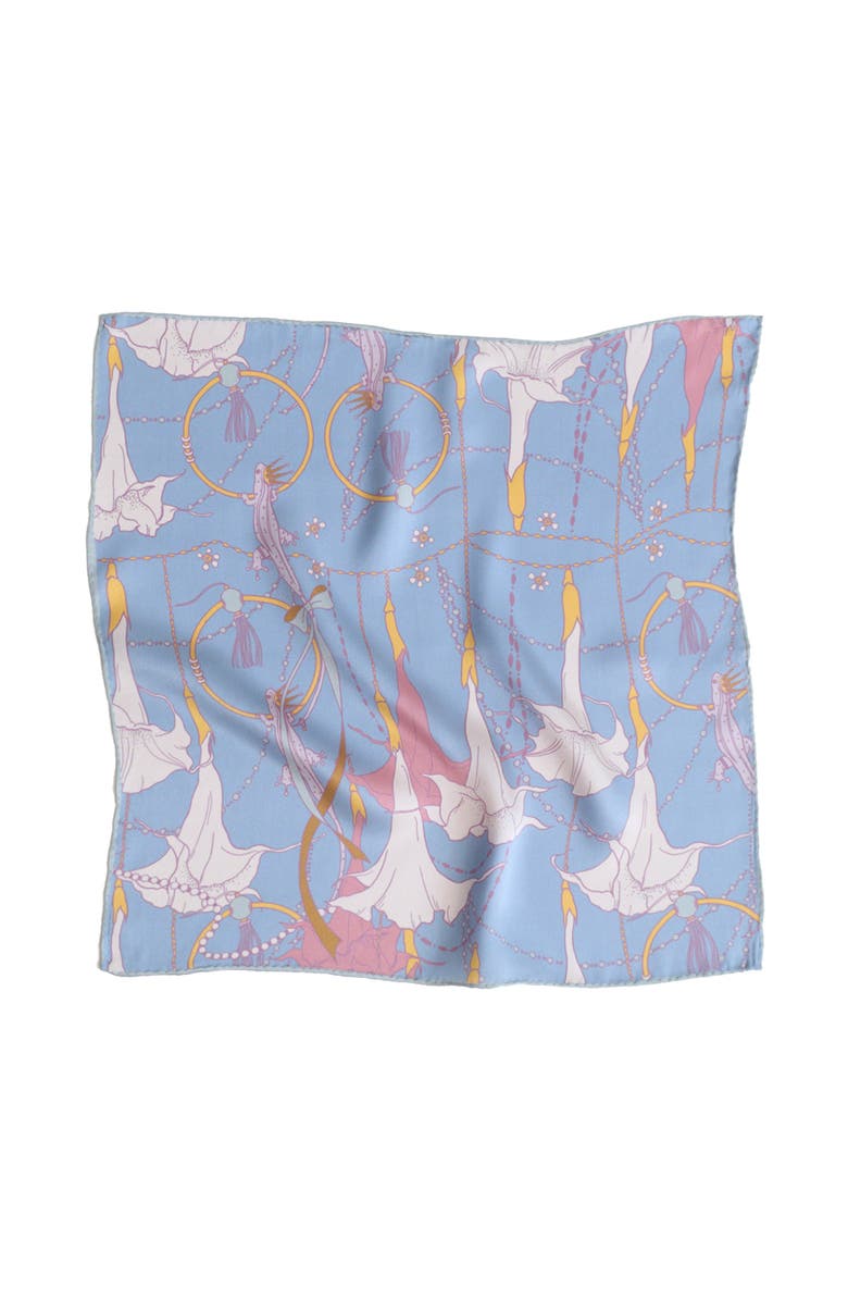 Lost Pattern NYC "Datura" Silk Pocket Square, Alternate, color, Slate Blue