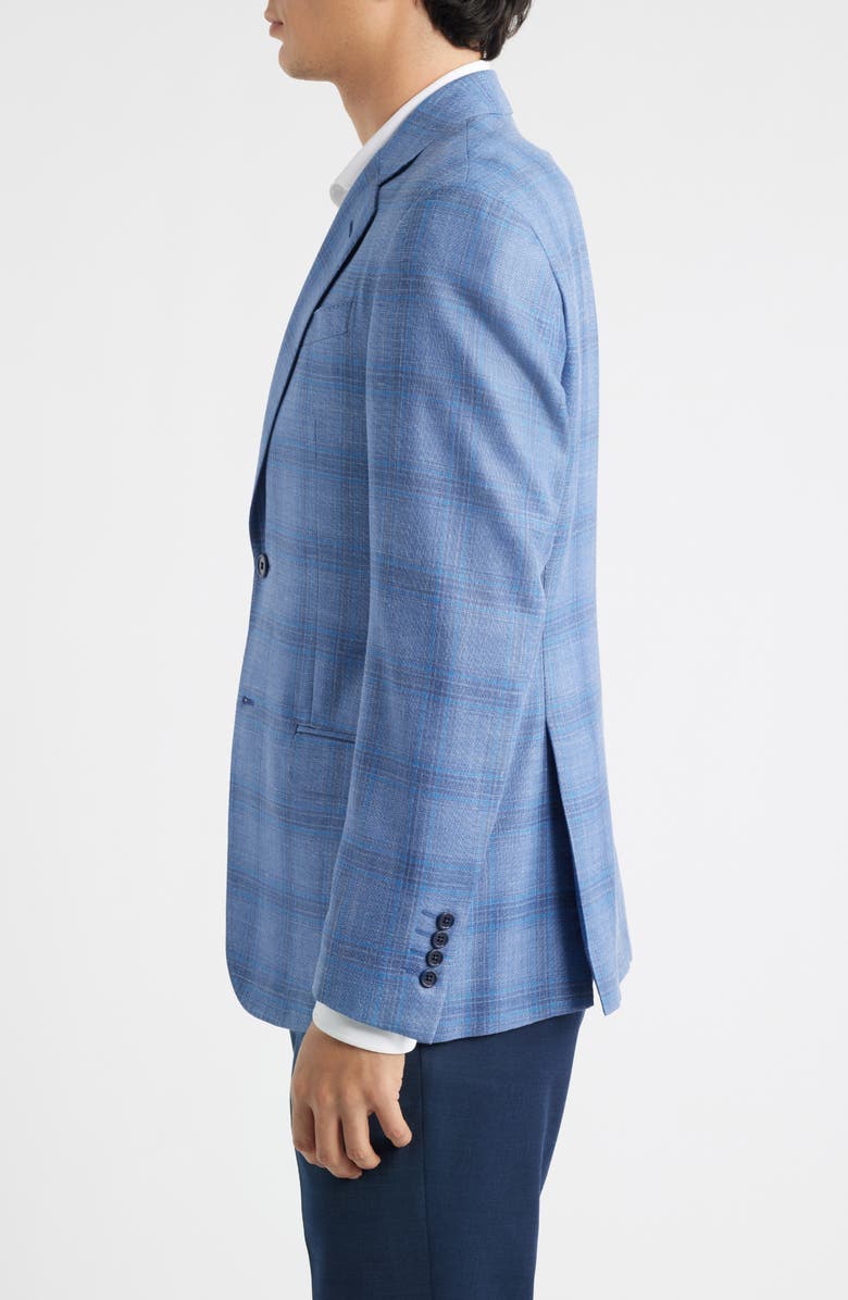Emporio Armani Plaid Virgin Wool Blend Sport Coat, Alternate, color, Blue
