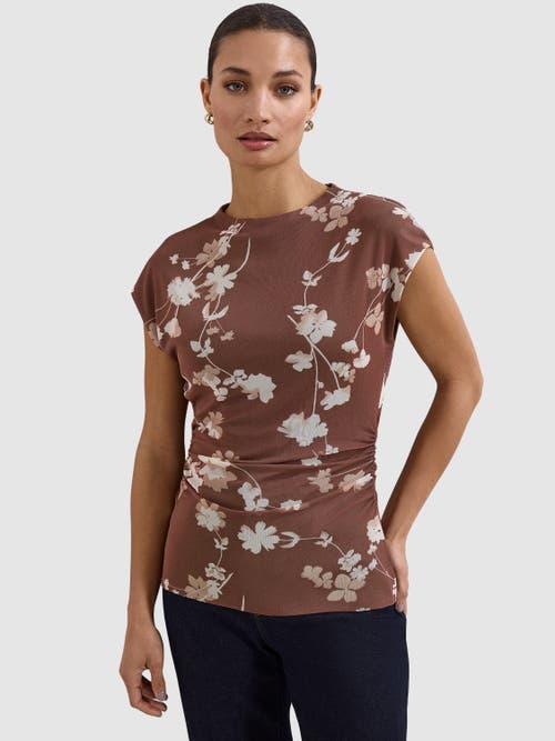 Phase Eight Kezia Mesh Printed Top In Brown