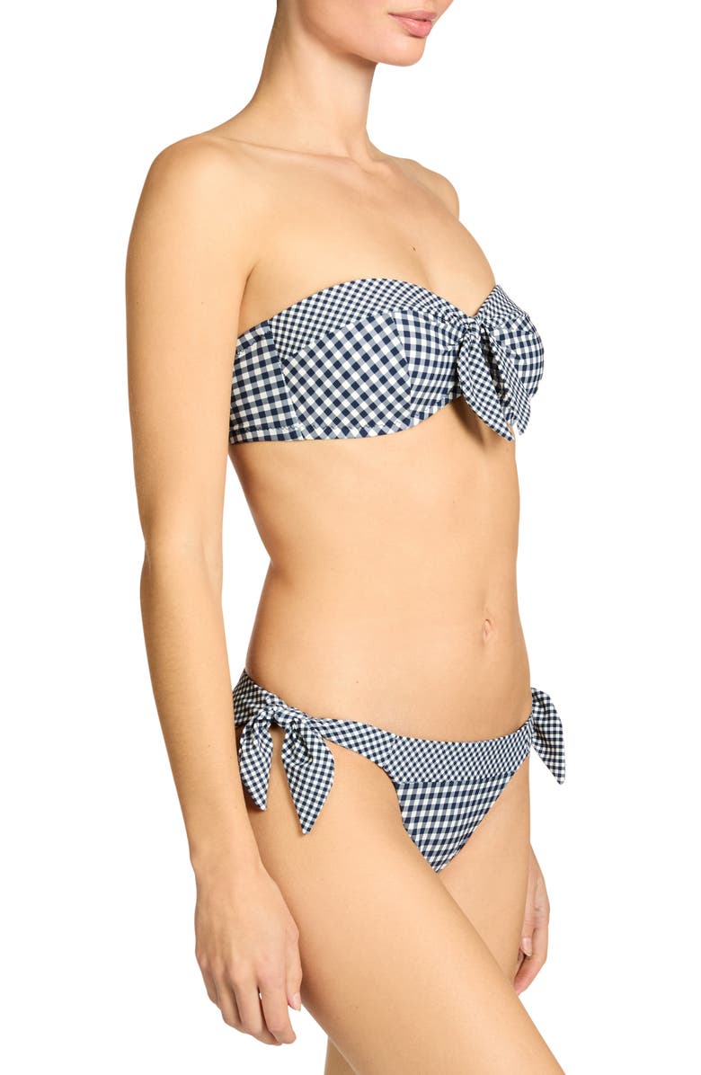 Robin Piccone Brigitte Side Tie Bikini Bottoms, Alternate, color, Navy/ Cream