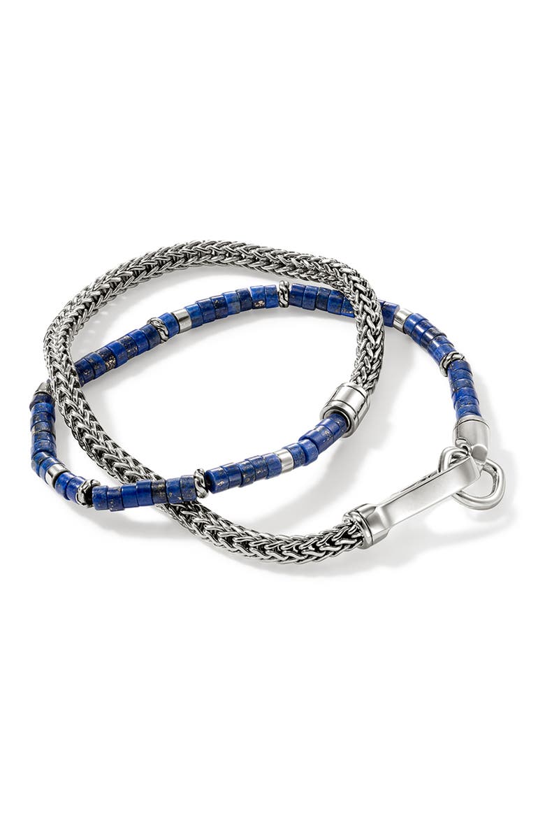 Heishi Chain Wrap, Sterling Silver, Gemstones, Alternate, color, SILVER/BLUE
