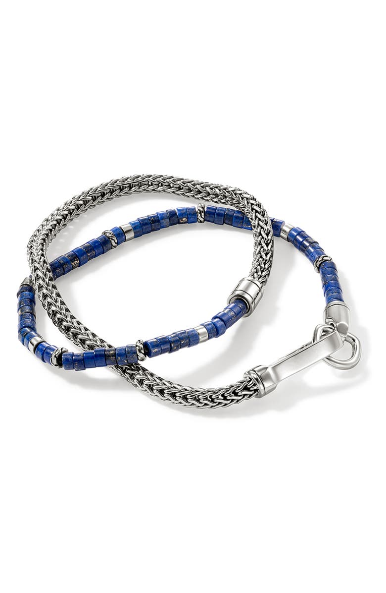 John Hardy Heishi Chain Wrap, Sterling Silver, Gemstones, Alternate, color, Silver/Blue
