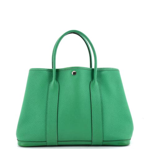 Garden Party Tote Leather with Printed Interior 36