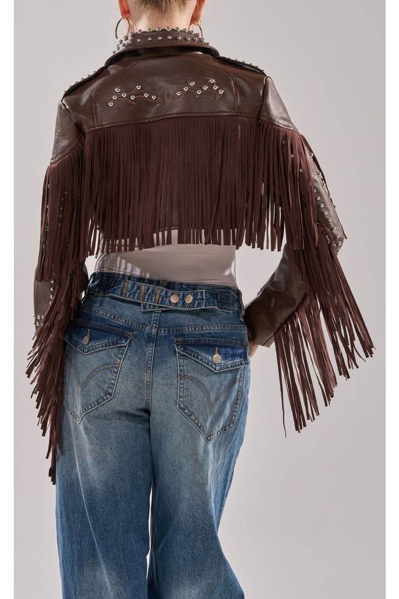 Reece Fringe Jacket, Main, color, BROWN