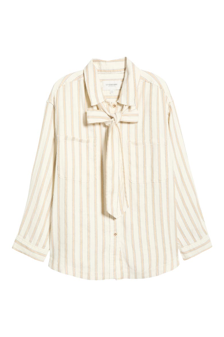 Stripe Belted Shacket, Alternate, color, CREAM/ TAN RG STRIPE