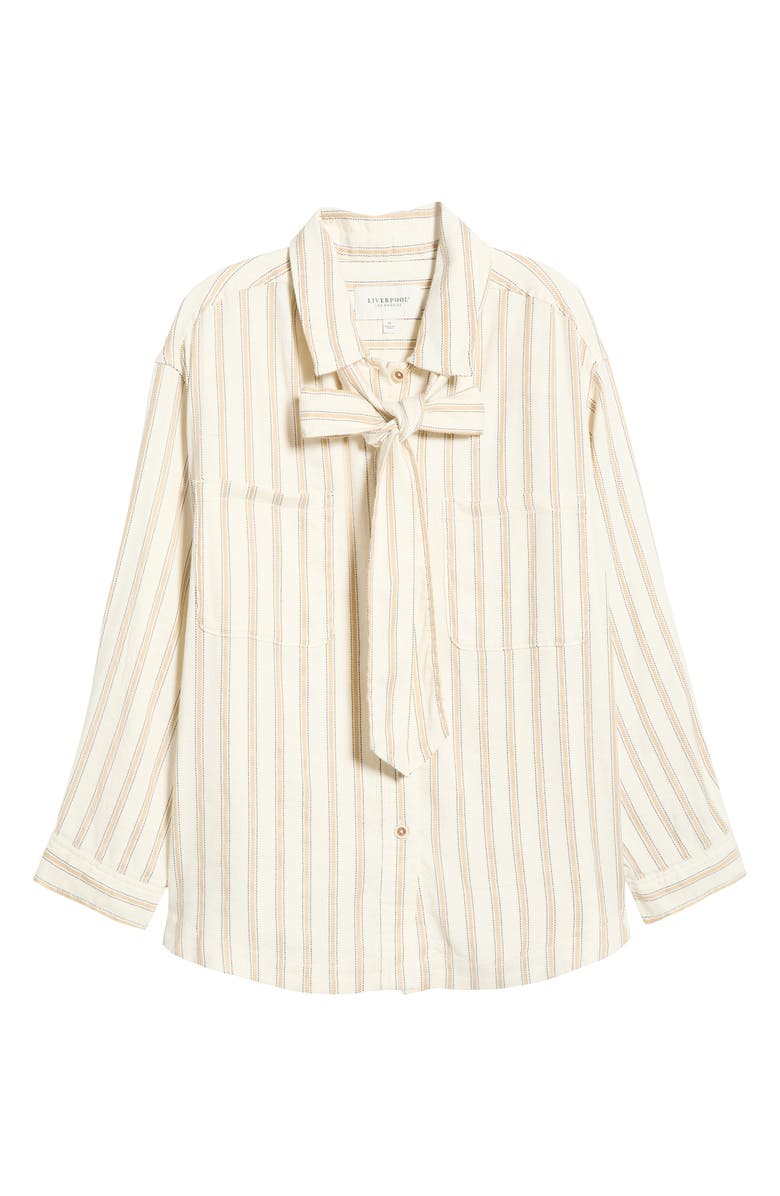 Liverpool Los Angeles Stripe Belted Shacket, Alternate, color, Cream/ Tan Rg Stripe