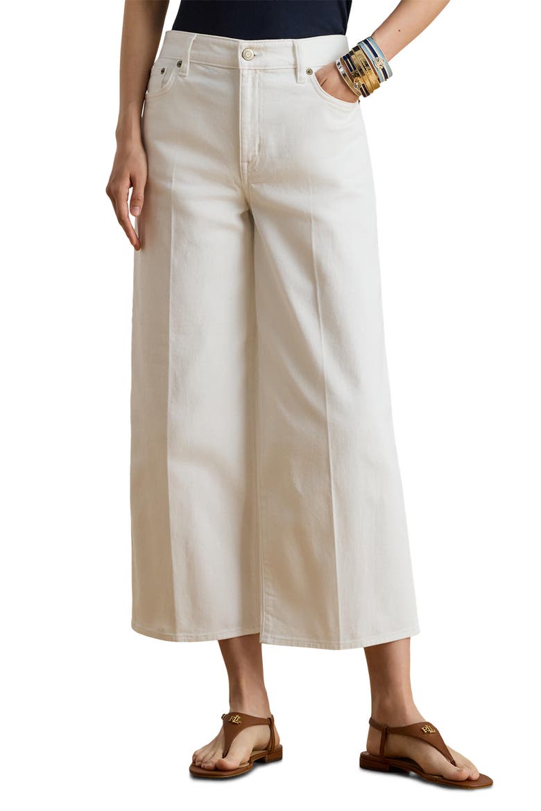 High Waist Crop Wide Leg Jeans, Main, color, WHITE WASH