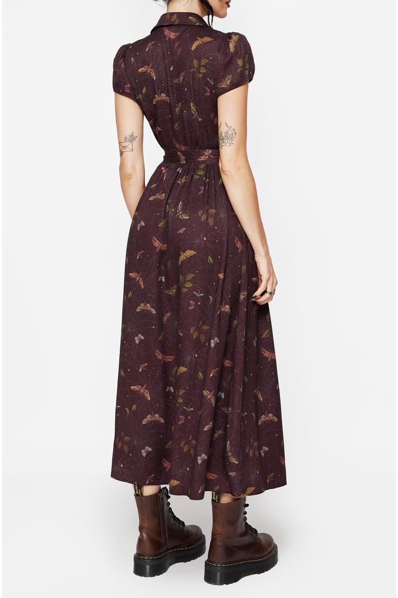 Celia Moth Printed Shirt Dress, Alternate, color, Dark Red