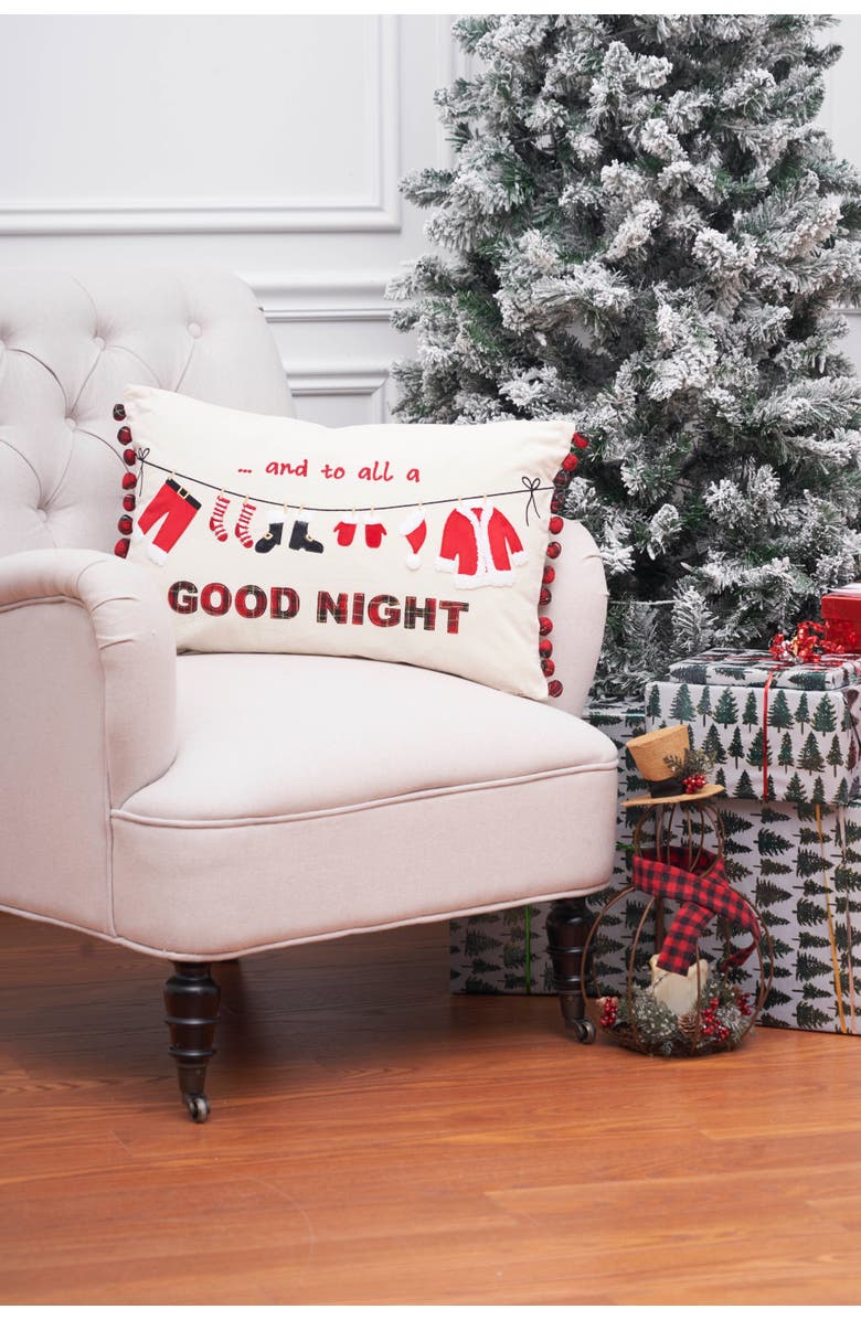 C&F Home Christmas Clothesline Embroidered Throw Pillow, 14" x 22", Alternate, color, Brown