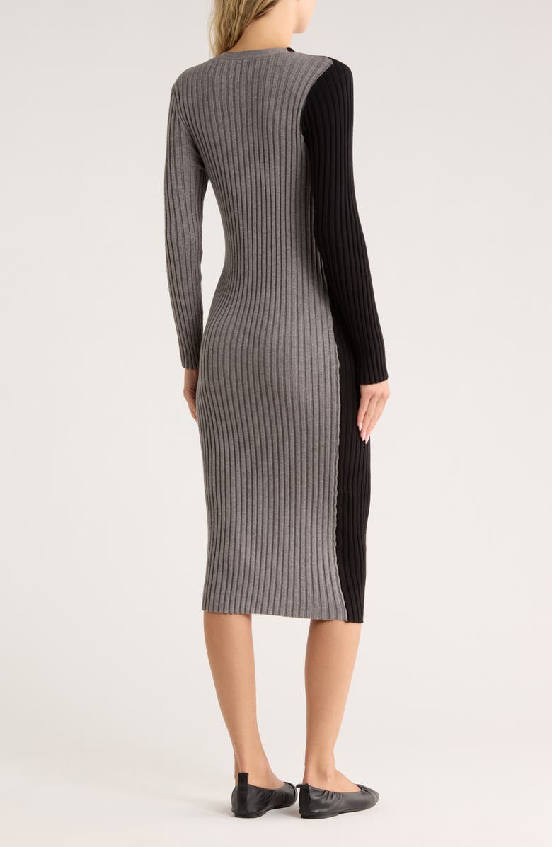 STITCHDROP The Judge Colorblock Long Sleeve Sweater Dress, Alternate, color, Black