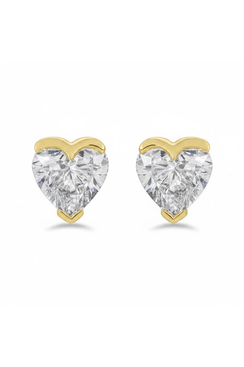Lab Grown Diamond Heart Slight Bezel Stud Earring 14K, Main, color, 14K Gold - 2 Carat
