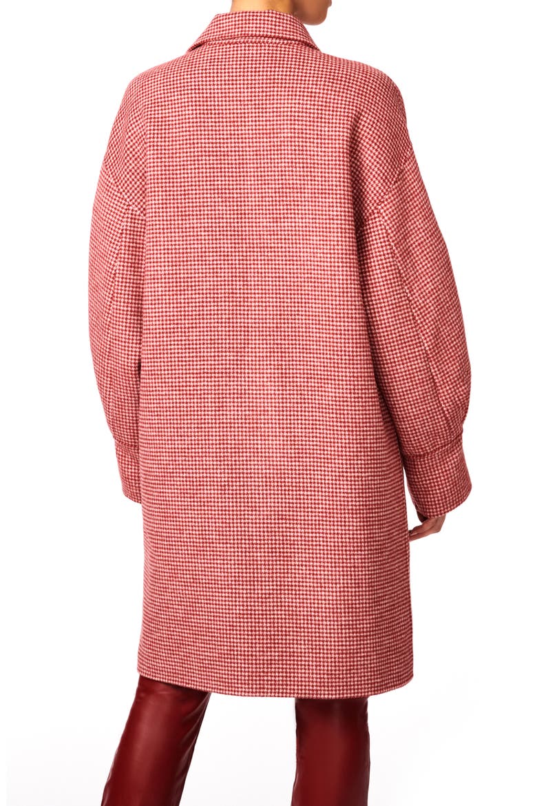Houndstooth Check Wool Blend Coat, Alternate, color, RED WHITE