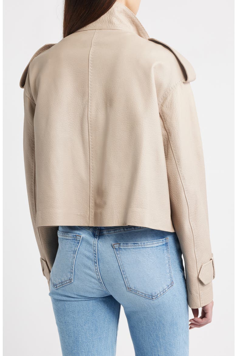 Maeve Crop Leather Moto Jacket (Nordstrom Exclusive), Alternate, color, FAWN