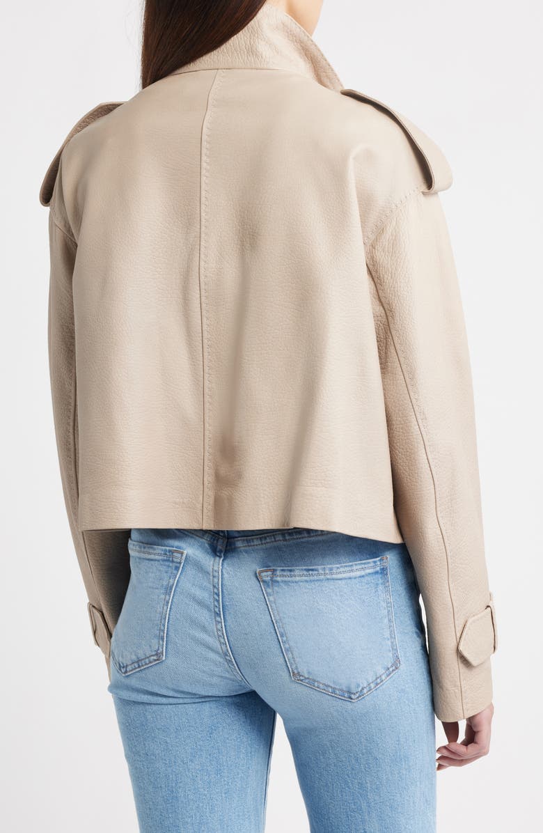 Fleurette Maeve Crop Leather Moto Jacket, Alternate, color, Fawn