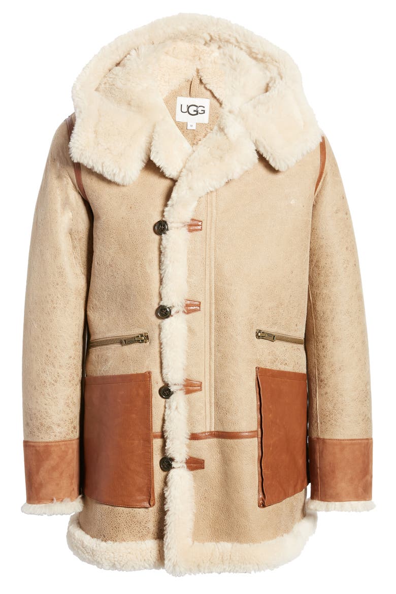 Yates Genuine Shearling Hooded Parka, Alternate, color, SAND