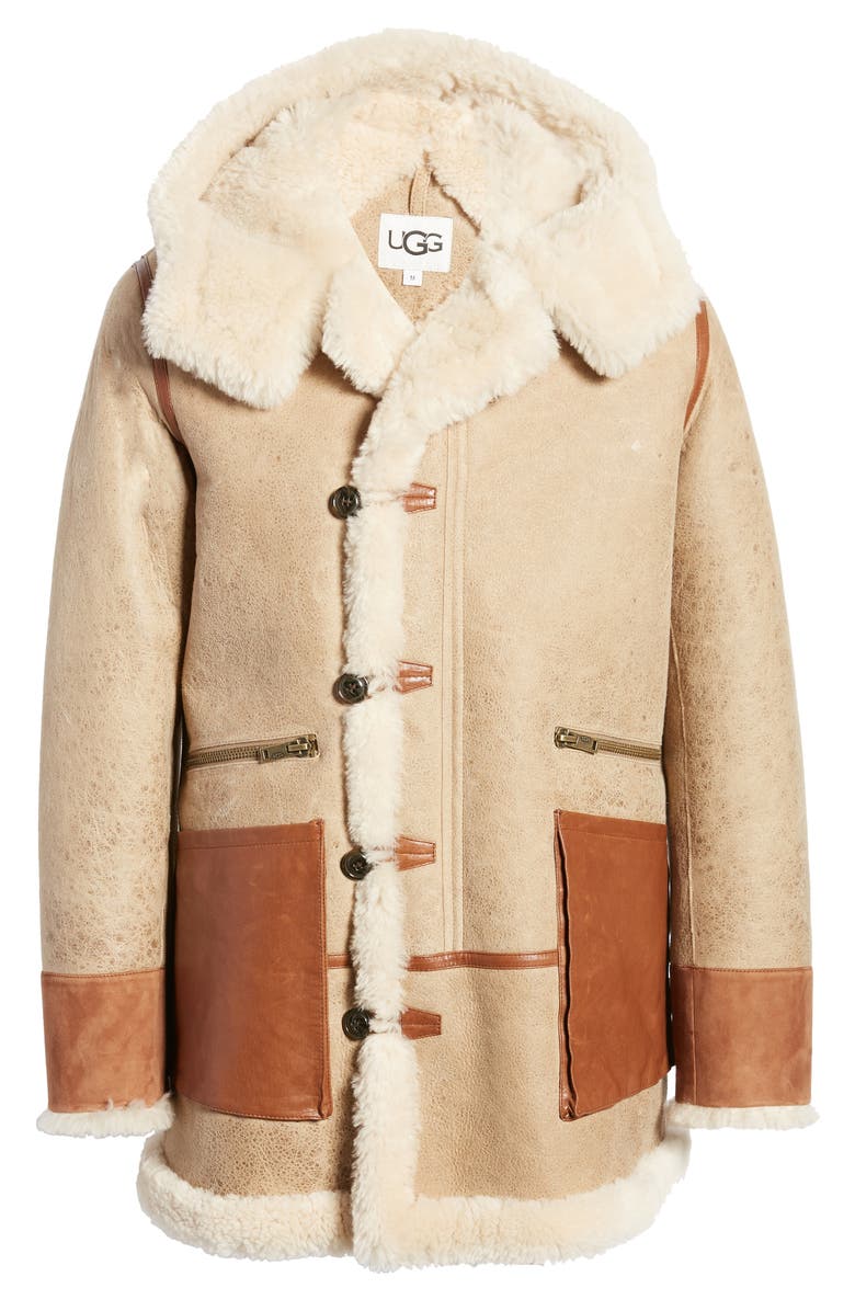 UGG<sup>®</sup> Yates Genuine Shearling Hooded Parka, Alternate, color, 
