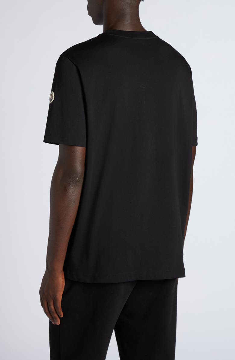 Moncler Logo Embroidered Cotton T-Shirt, Alternate, color, Black