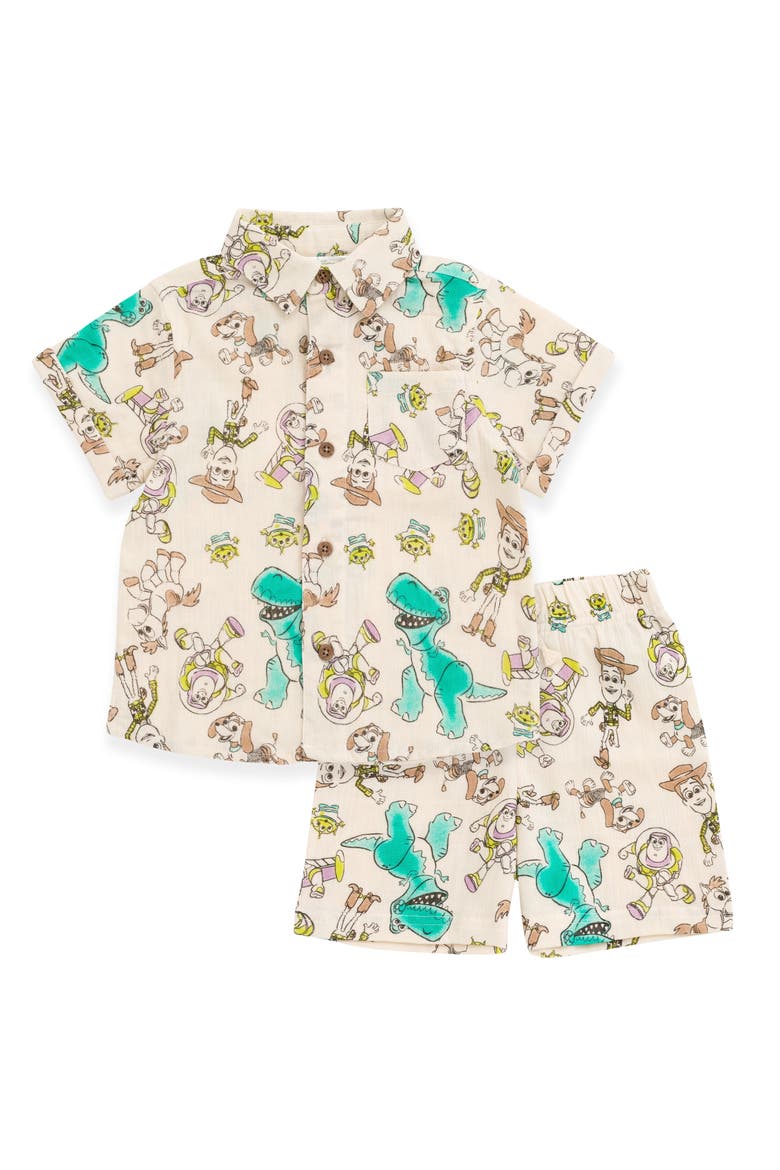 Toy Story Gauze Romper and Shirt and Shorts Set, Main, color, Ivory Toy Story