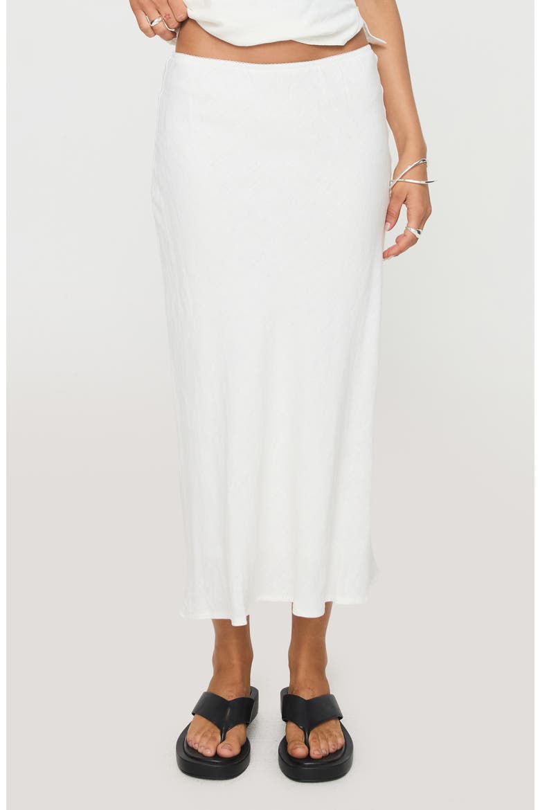 Ermias Linen Blend Midi Skirt, Main, color, WHITE