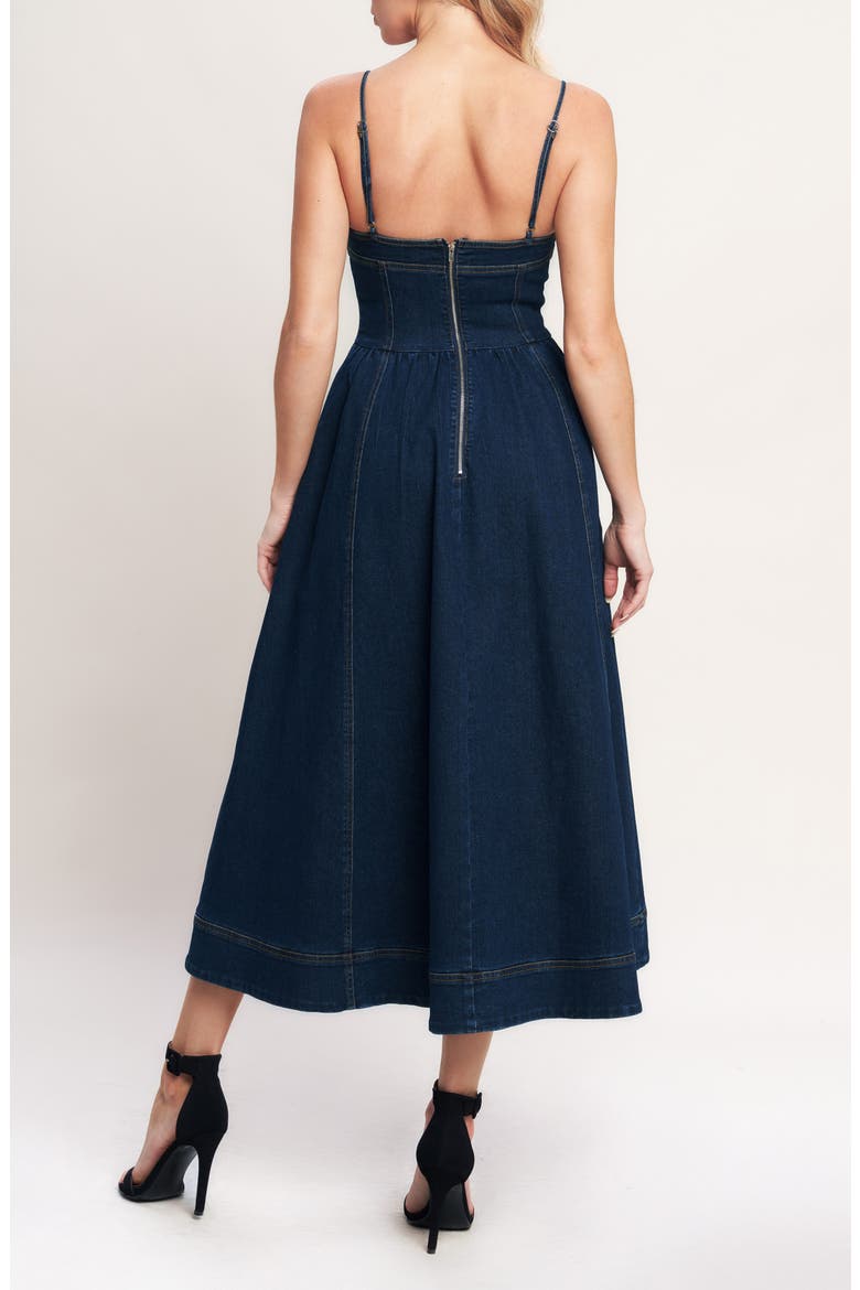 Fit & Flare Denim Maxi Dress, Alternate, color, MEDIUM INDIGO