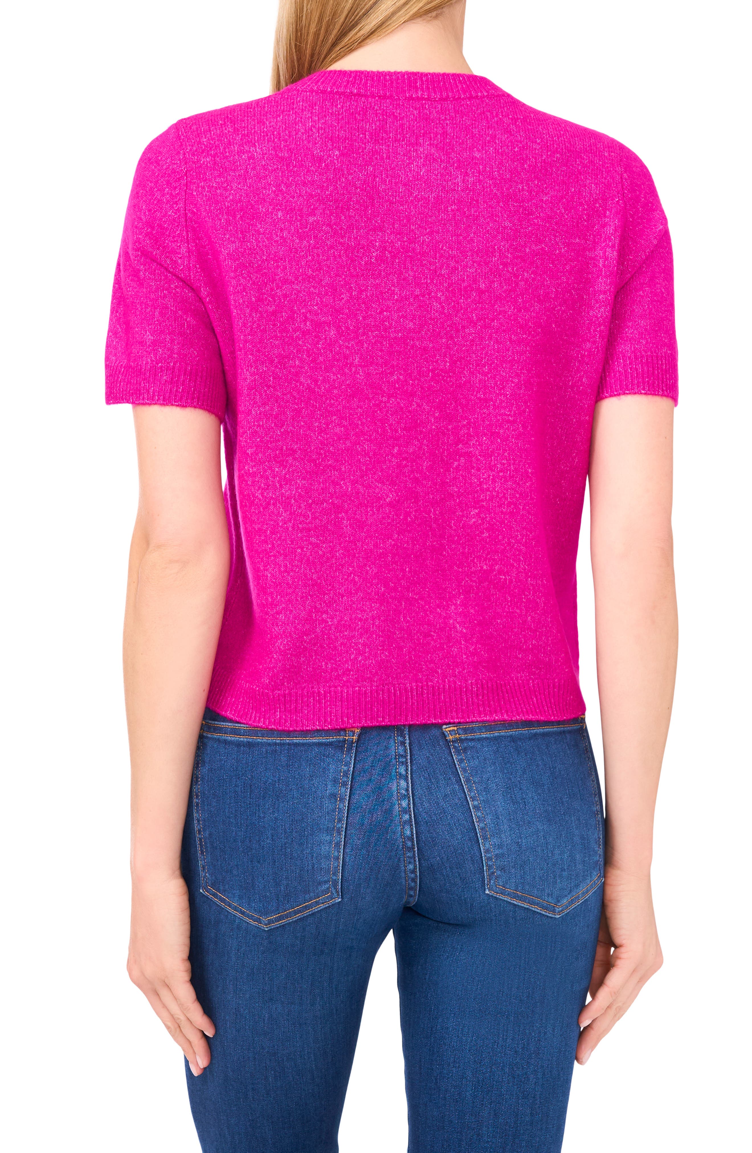 Short Sleeve Bow Button Cardigan - image 4
