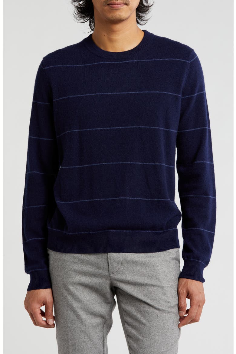 Stripe Cashmere Sweater, Main, color, NVY