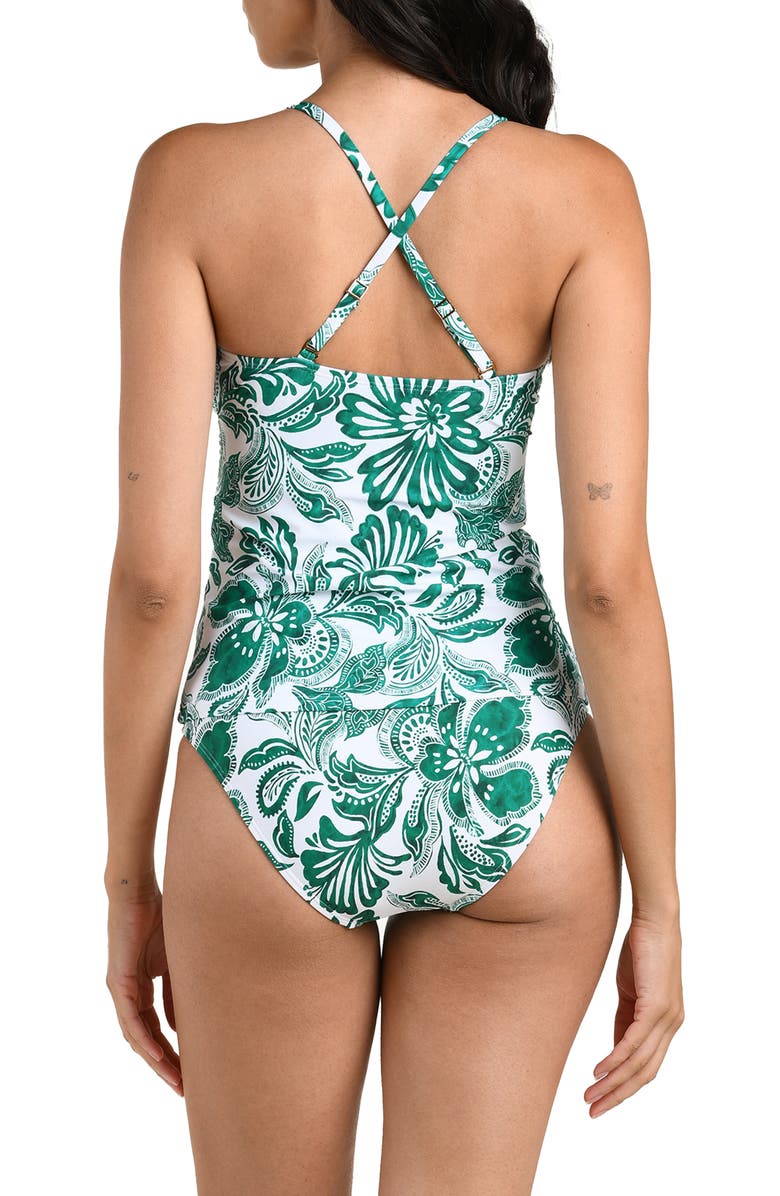 La Blanca Botanical Brocade Keyhole Tankini Top, Alternate, color, Jungle