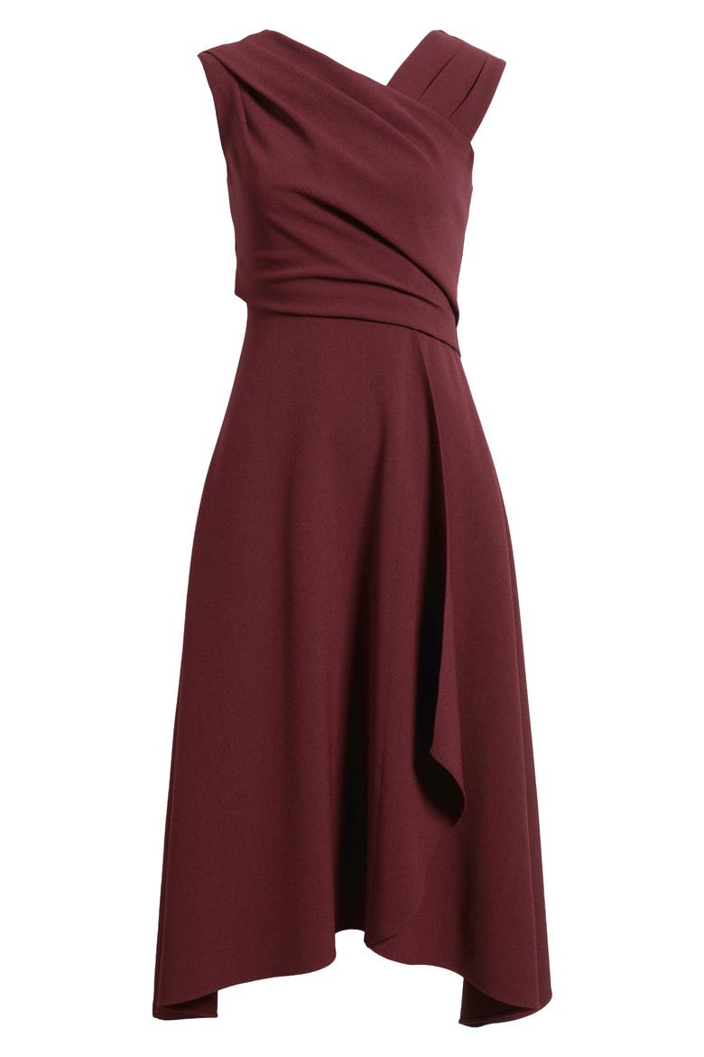 Ruched Asymmetric Laguna Crepe Dress, Alternate, color, AUBERGINE
