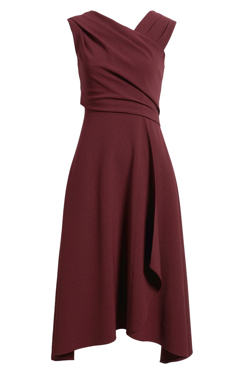 Vince Camuto Ruched Asymmetric Laguna Crepe Dress, Alternate, color, Aubergine
