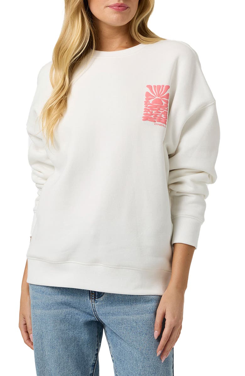 O'Neill Reflect Oversize Fleece Graphic Sweatshirt, Main, color, White