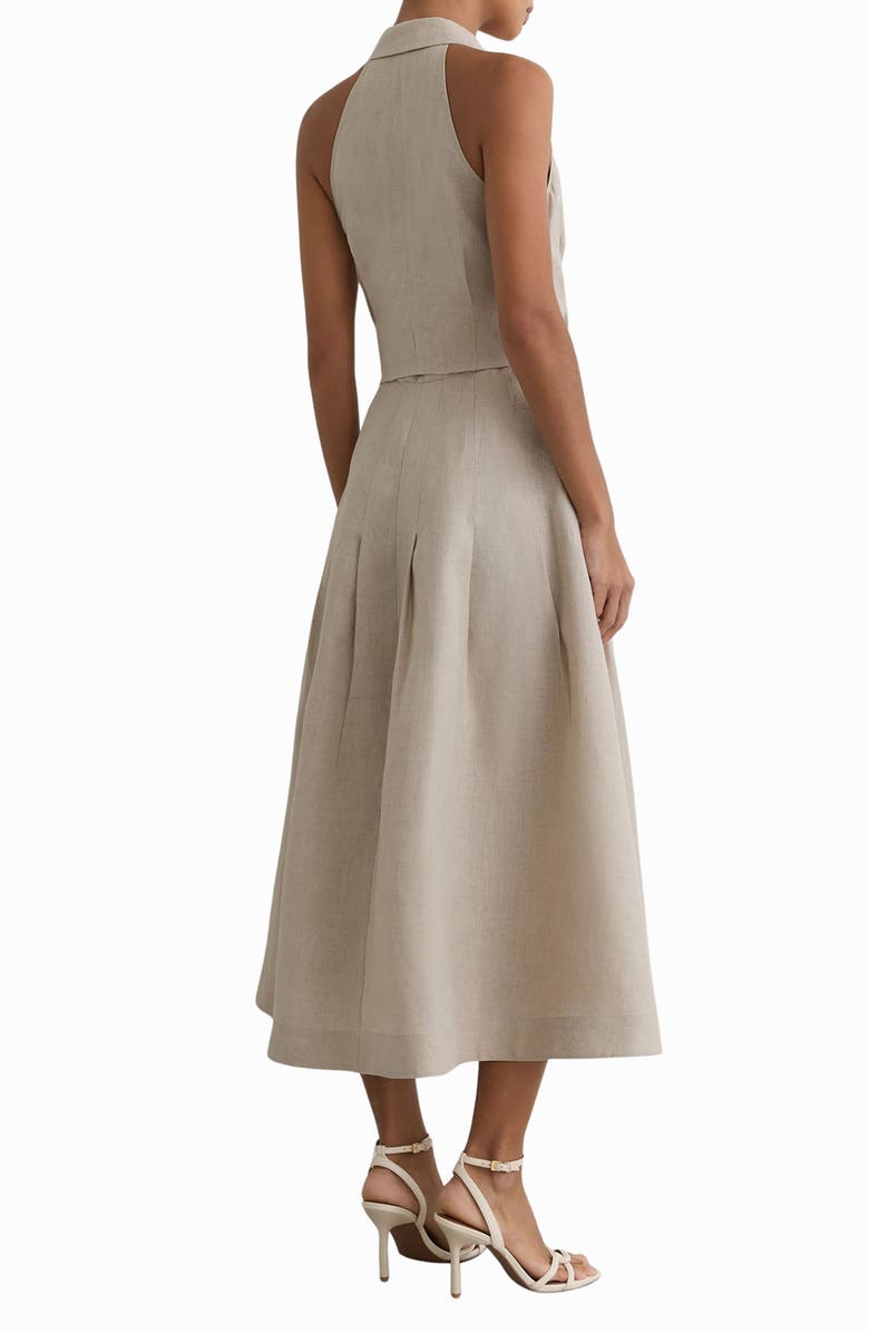 Reiss Tara Sleeveless Linen Midi Dress, Alternate, color, Neutral