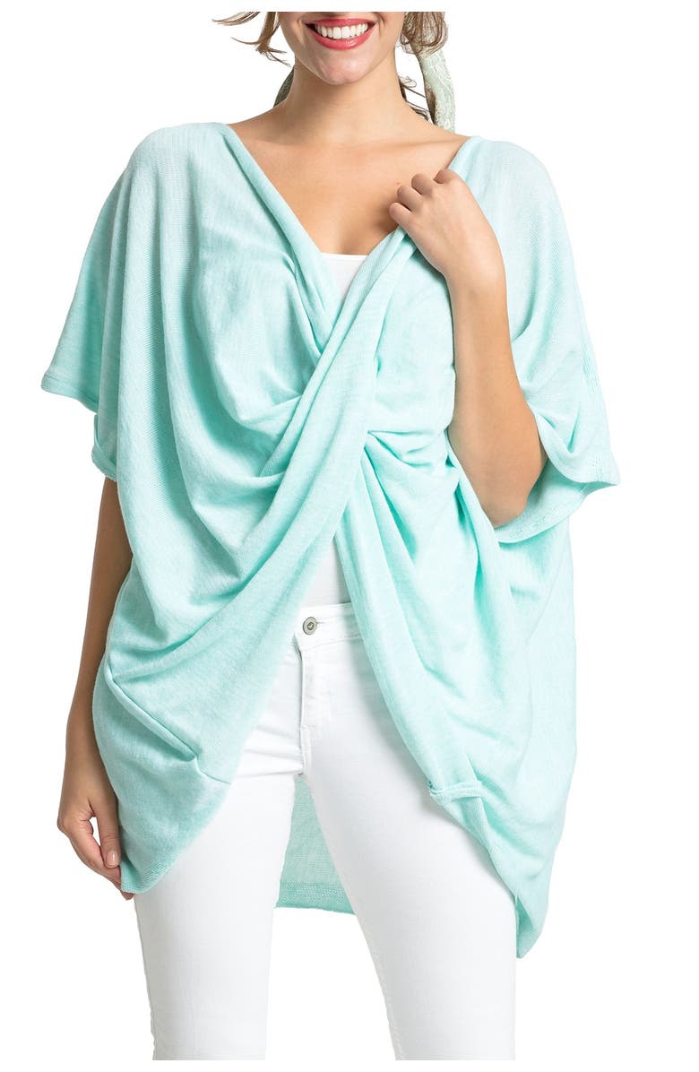 SAVE THE OCEAN Twist Front Recycled Knit Kimono, Alternate, color, Lt Green