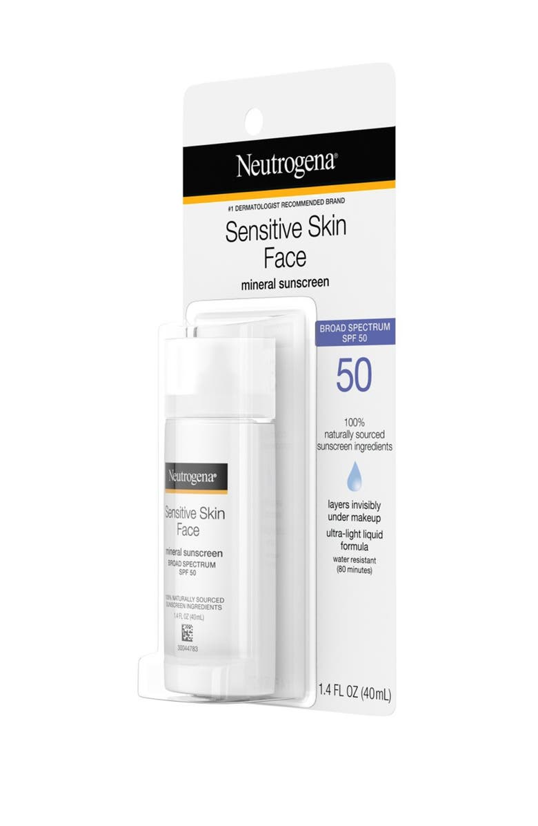 NEUTROGENA Sensitive Skin Face SPF 50 Liquid Sunscreen, Alternate, color,