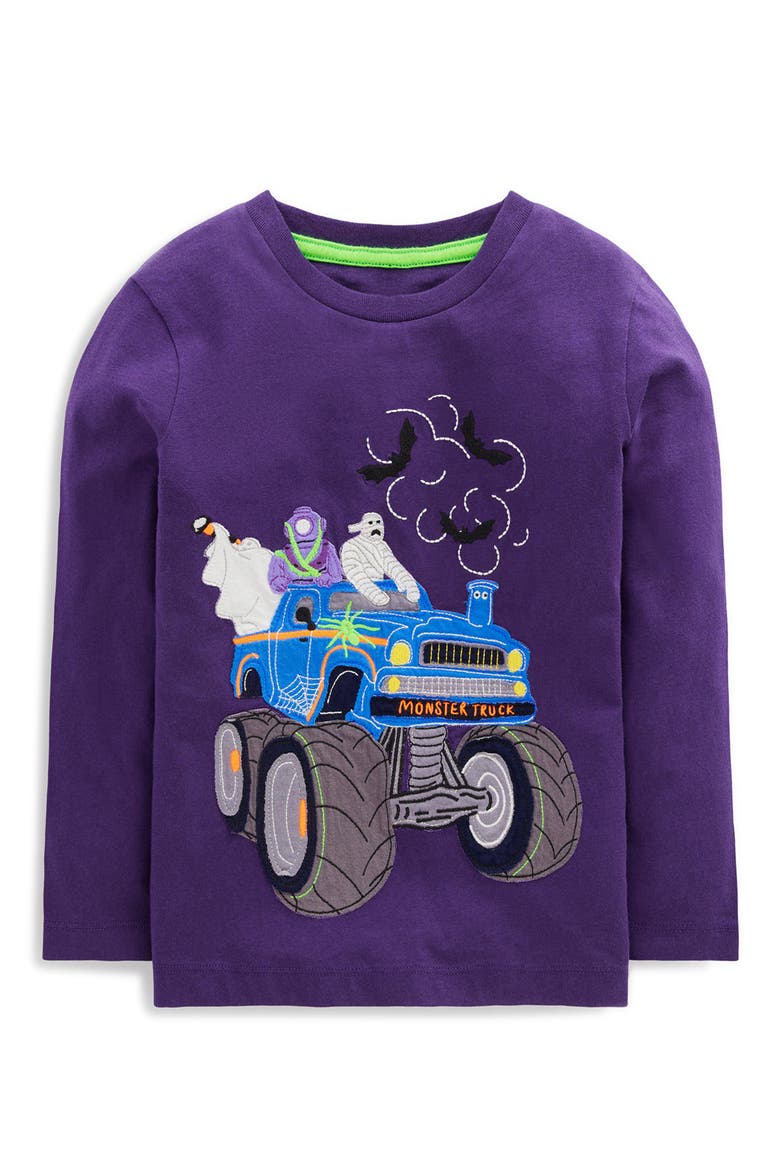 Kids' Long Sleeve Appliqué T-Shirt, Main, color, HALLOWEEN MONSTER TRUCK