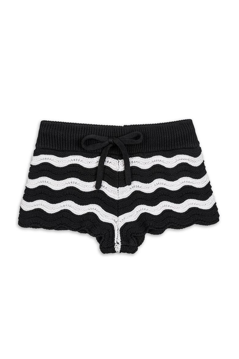 Crochet Knit Shorts, Alternate, color, Black and White