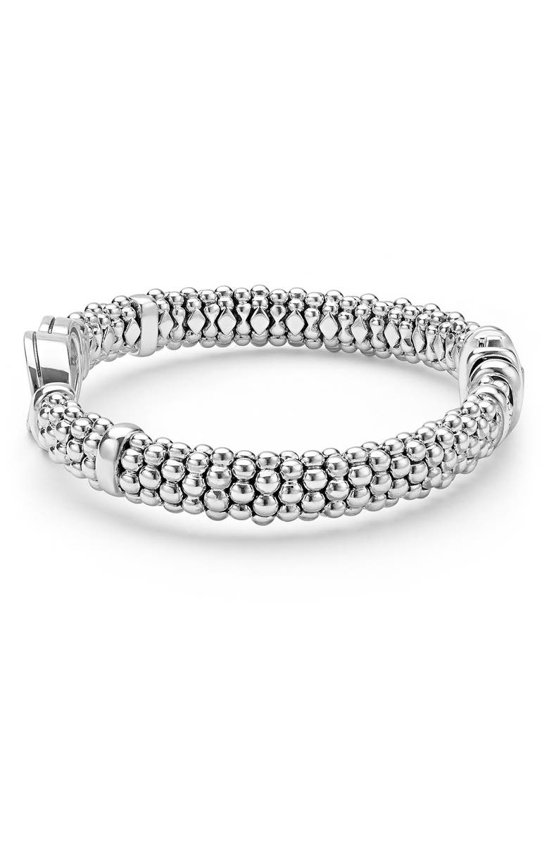 LAGOS Signature Caviar Interlocking Diamond Bracelet, Alternate, color, Silver