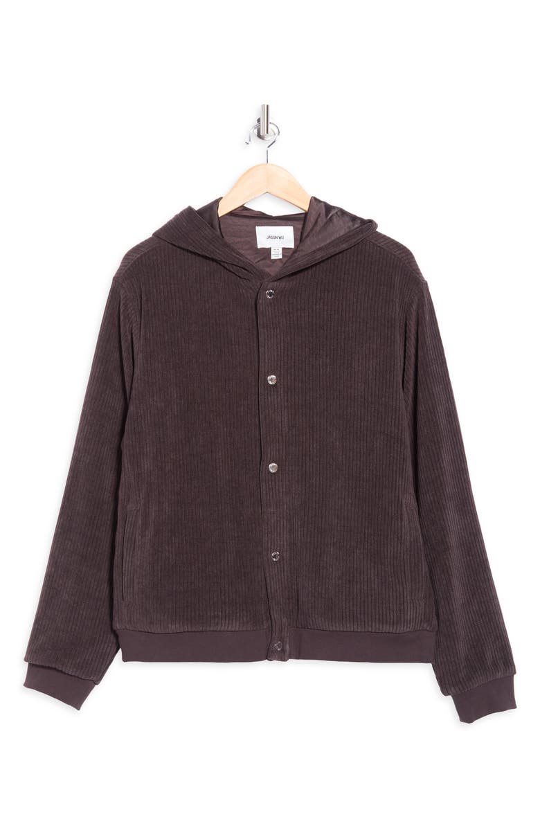 JASON WU Corduroy Snap Hoodie, Alternate, color, Chocolate