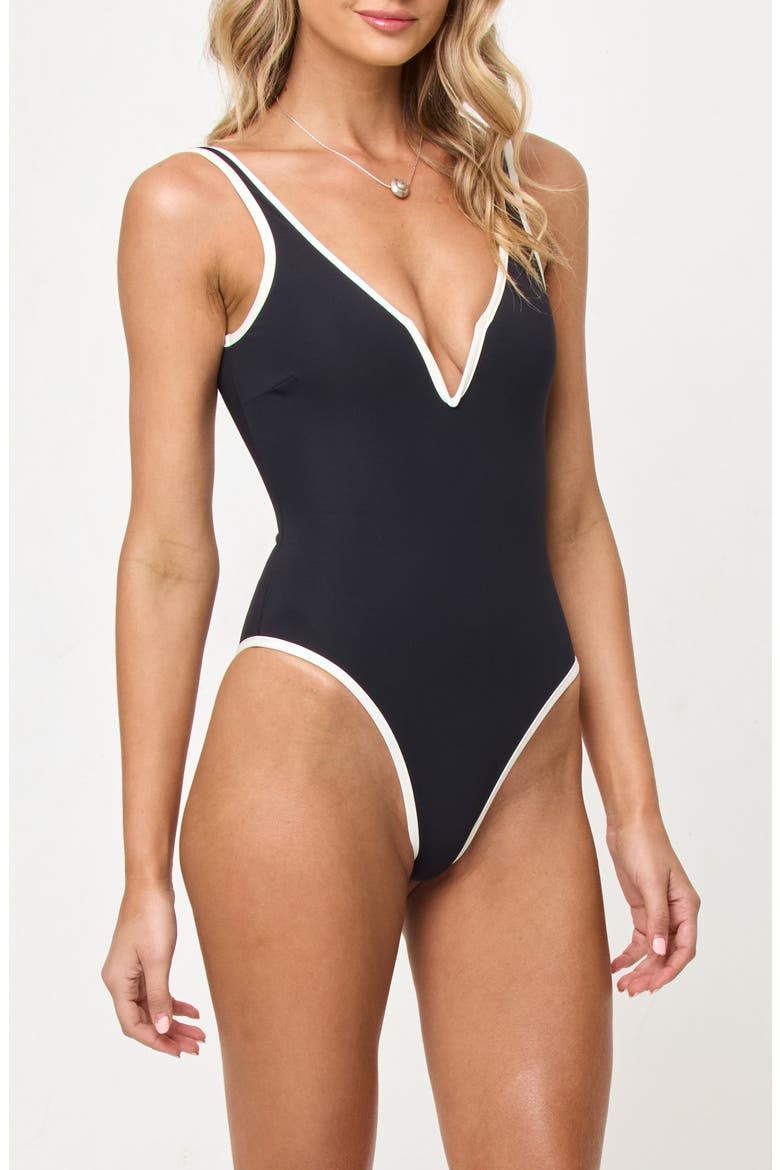 Coco One-Piece Swimsuit, Alternate, color, BLACK/ CREAM