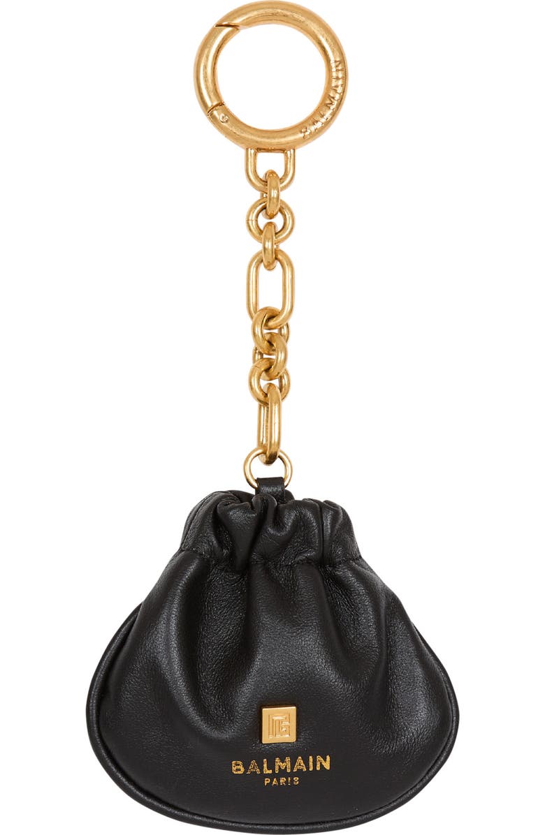 Balmain Pulse leather key ring, Main, color, Black