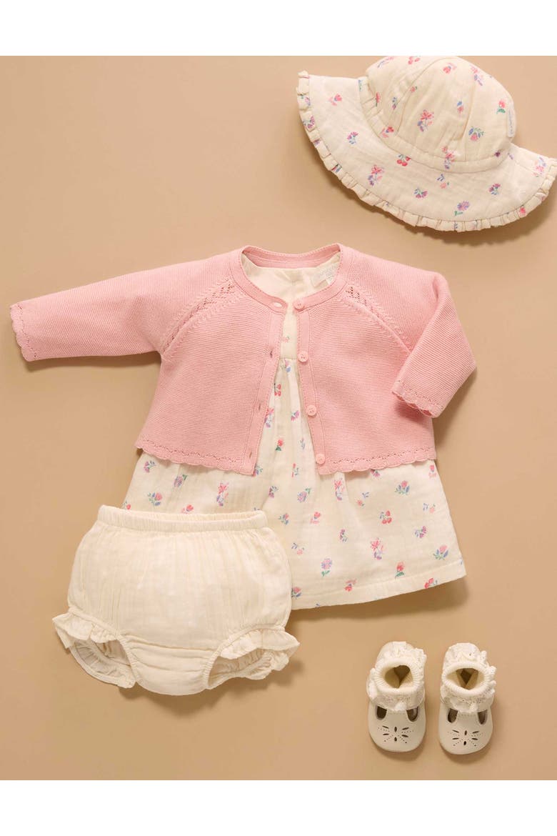 Scalloped Knit Cardigan, Alternate, color, Guava Melange