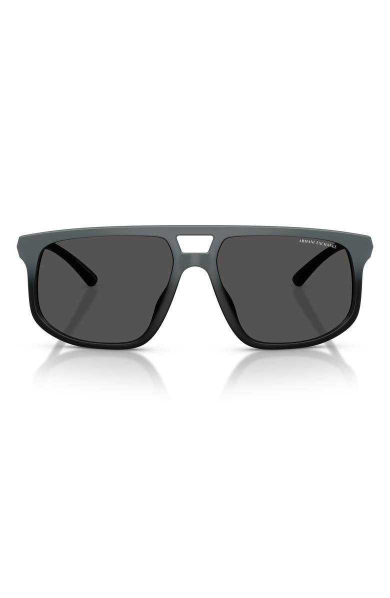 AX Armani Exchange 58mm Pilot Sunglasses, Main, color, Matte Grey Black / Dark Grey
