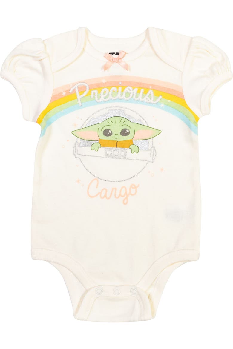 The Mandalorian Grogu 3-Piece Fleece Hoodie Bodysuit and Pants Set, Alternate, color, Grogu Peach Mint