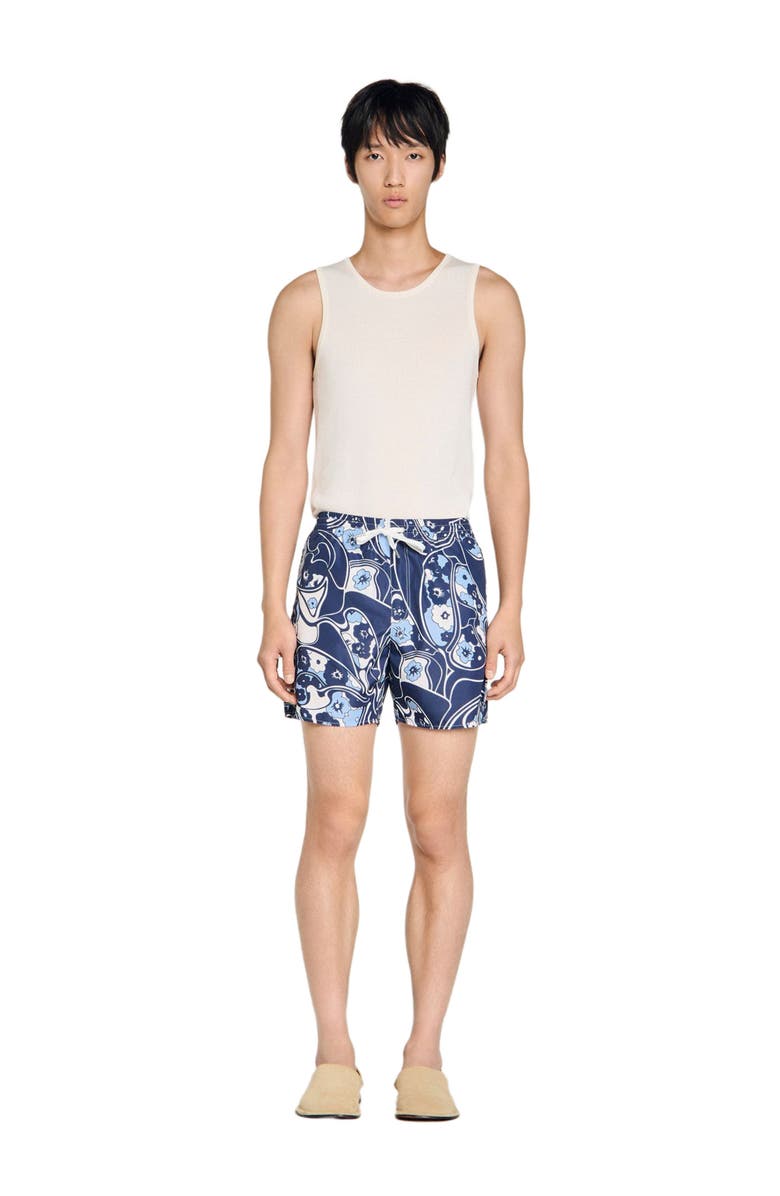 SANDRO Hippie swim shorts, Main, color, Navy Blue