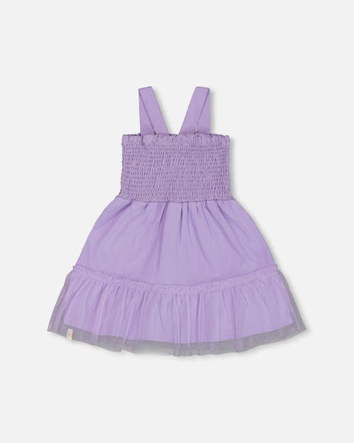 Deux Par Deux Girls' Smocked Organic Cotton Dress With Mesh Frill - Big Kid In Lilac