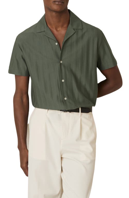 Reiss Sampson Textured Stripe Camp Shirt In Green